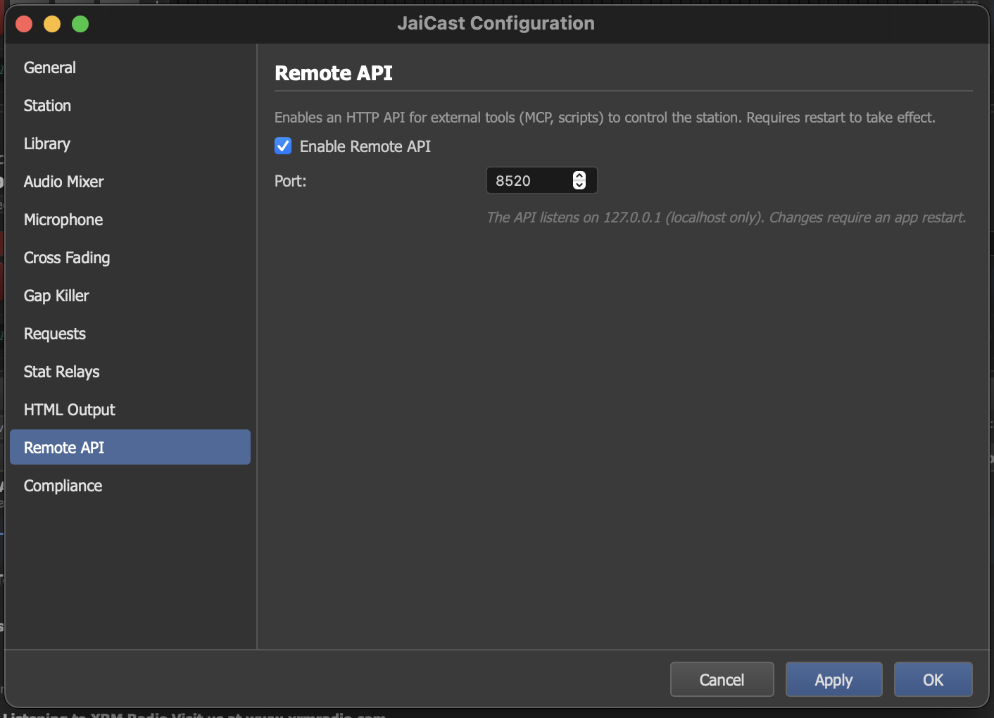 Remote API Settings