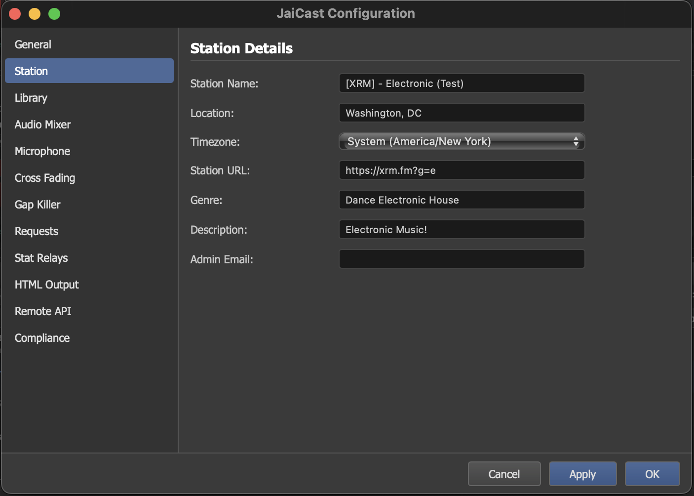 Station Settings