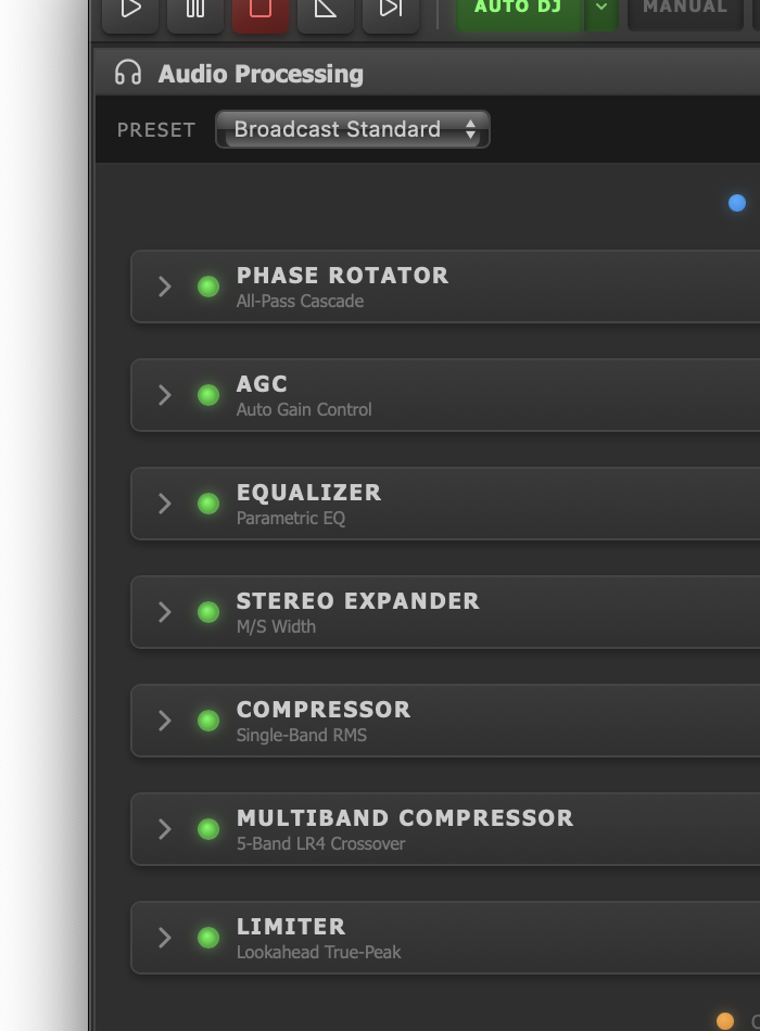 DSP processor chain list