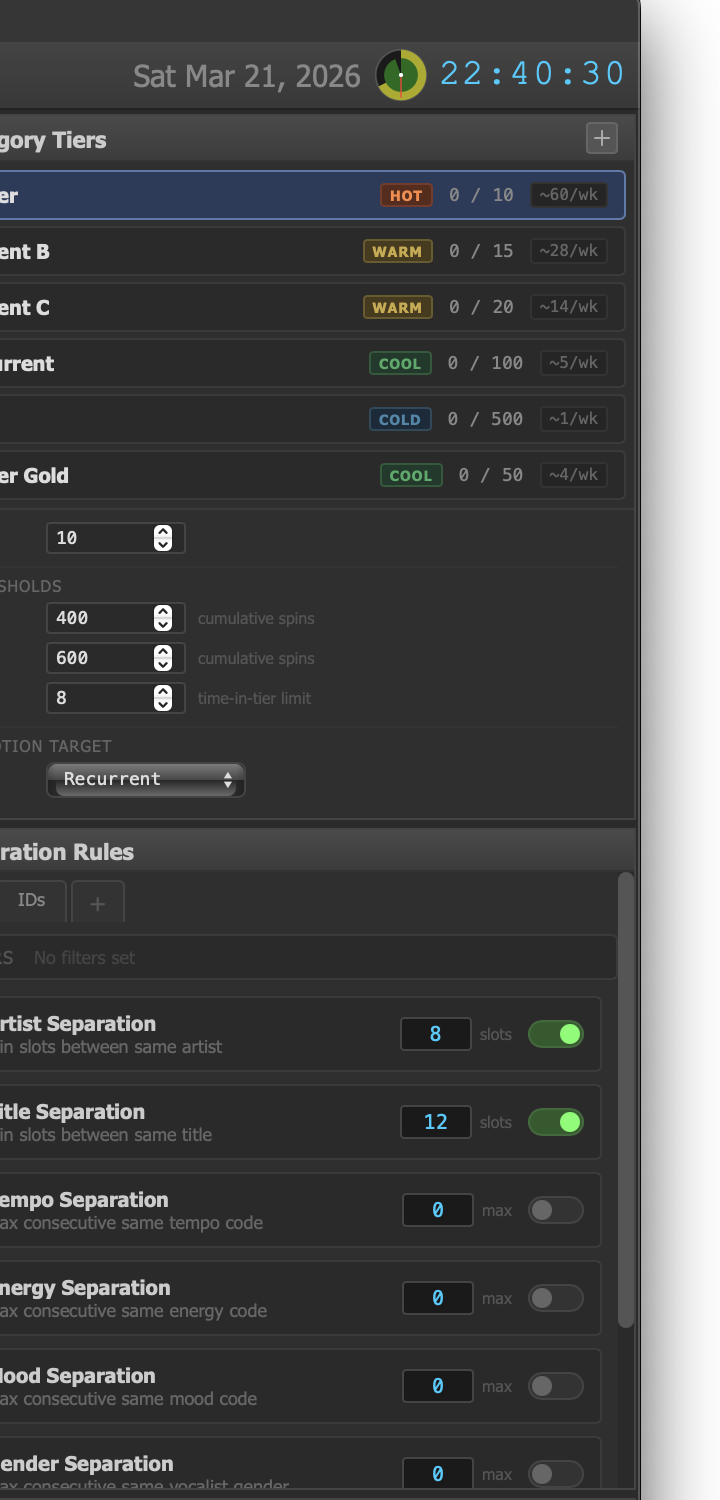 Category Tiers and Separation Rules configuration