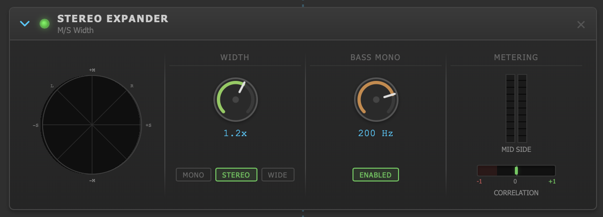 Stereo Expander with vectorscope