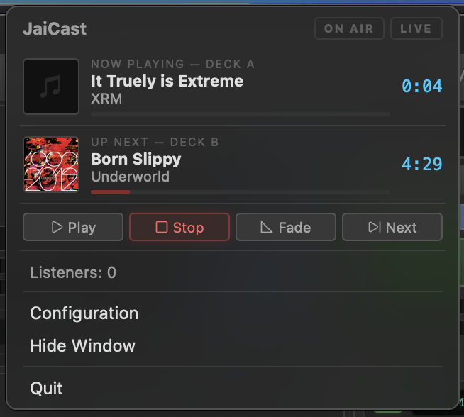 System tray popup